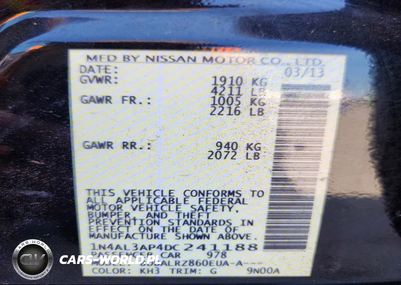 2013 Nissan Altima 2.5 VIN:1N4AL3AP4DC241188 - 12
