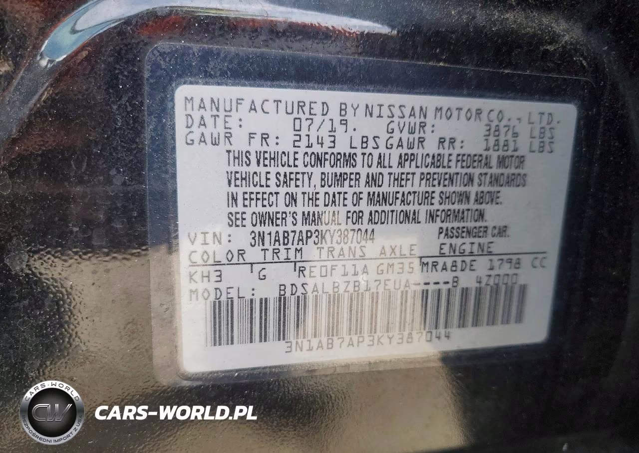 2019 Nissan Sentra S VIN:3N1AB7AP3KY387044 - 12