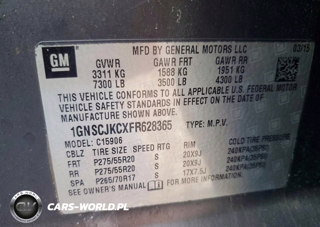 2015 Chevrolet Suburban C1500 Lt VIN:1GNSCJKCXFR628365 - 13