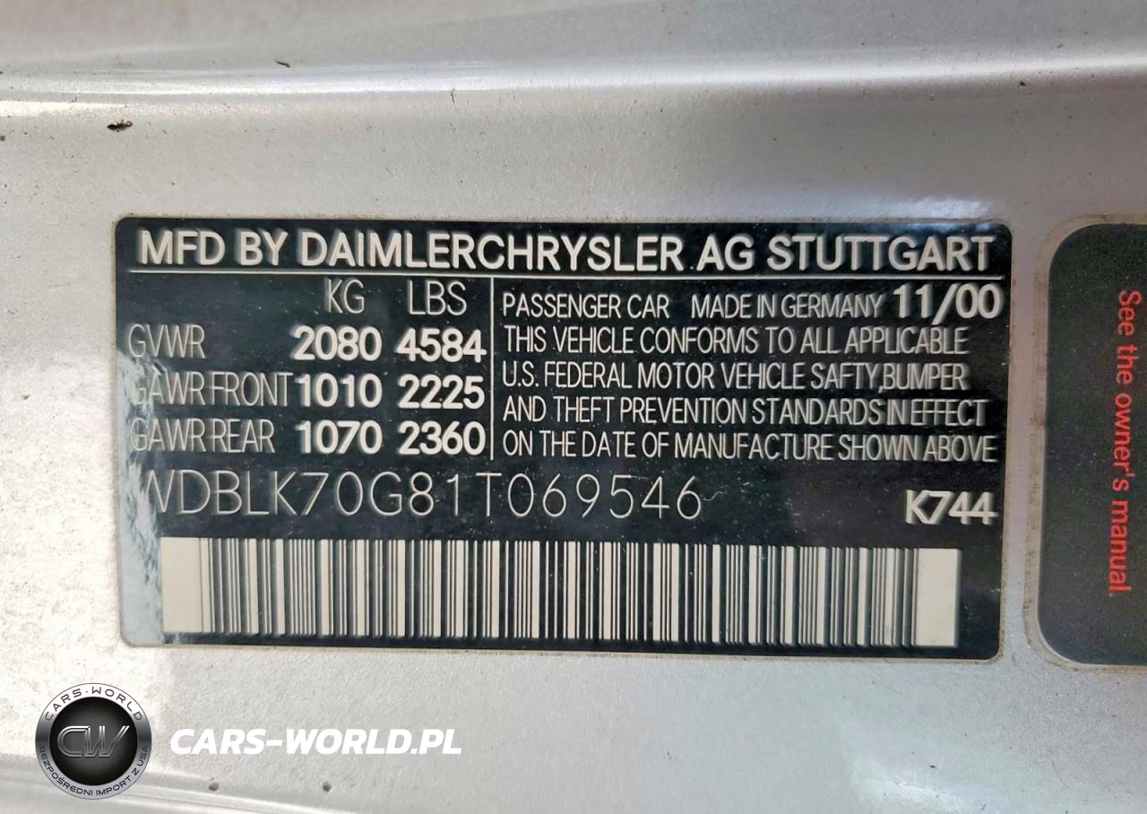 2001 Mercedes-Benz Clk 430 VIN:WDBLK70G81T069546 - 12