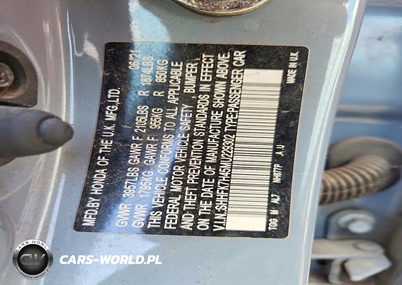 2021 Honda Civic Sport VIN:SHHFK7H45MU229302 - 12