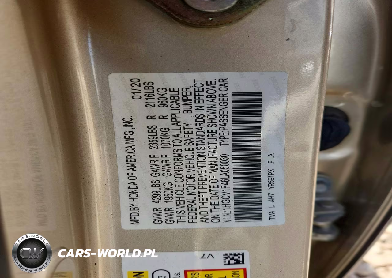 2020 Honda Accord Ex VIN:1HGCV1F46LA050030 - 13