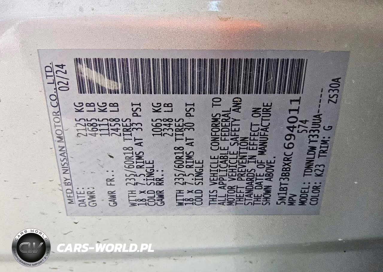 2024 Nissan Rogue Sv VIN:5N1BT3BBXRC694011 - 13