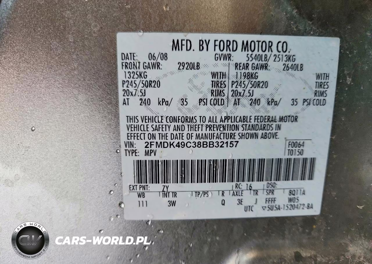 2008 Ford Edge Limited VIN:2FMDK49C38BB32157 - 12