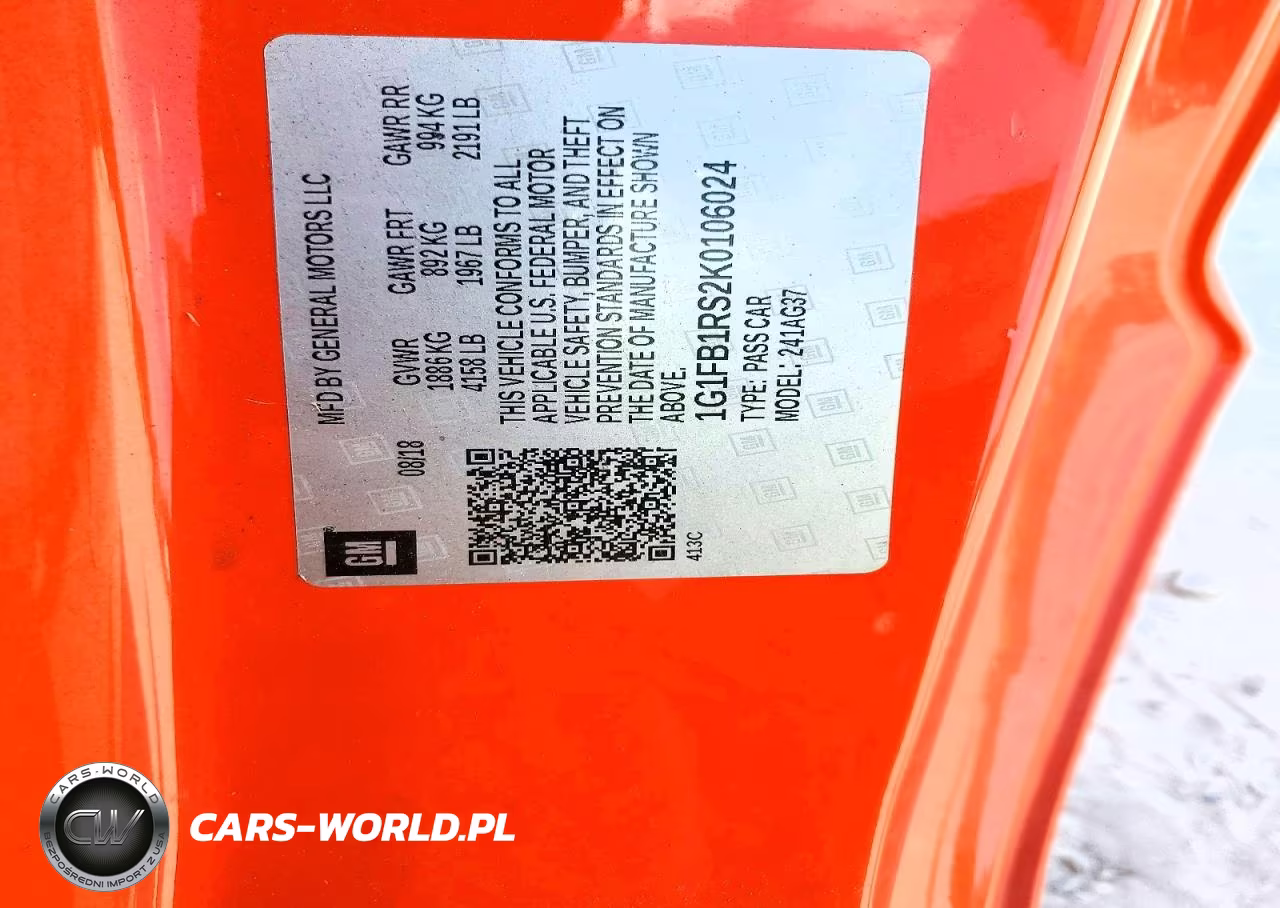 2019 Chevrolet Camaro Ls VIN:1G1FB1RS2K0106024 - 12