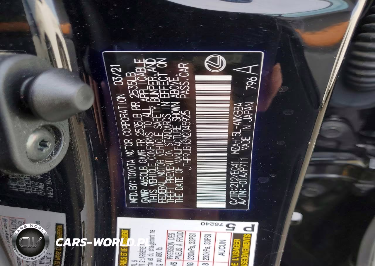 2021 Lexus Ux 250H VIN:JTHP9JBH3M2045925 - 12