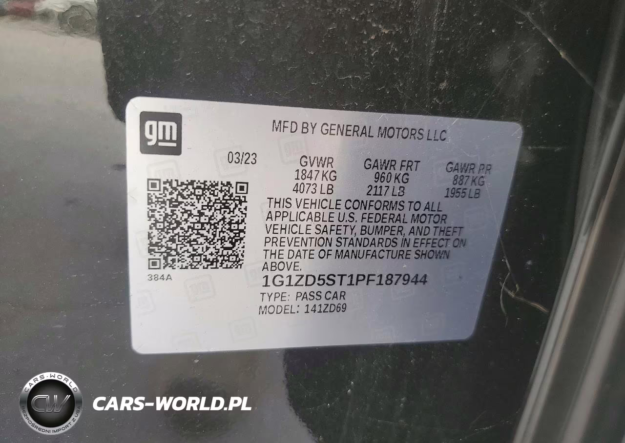 2023 Chevrolet Malibu Fwd 1Lt VIN:1G1ZD5ST1PF187944 - 12