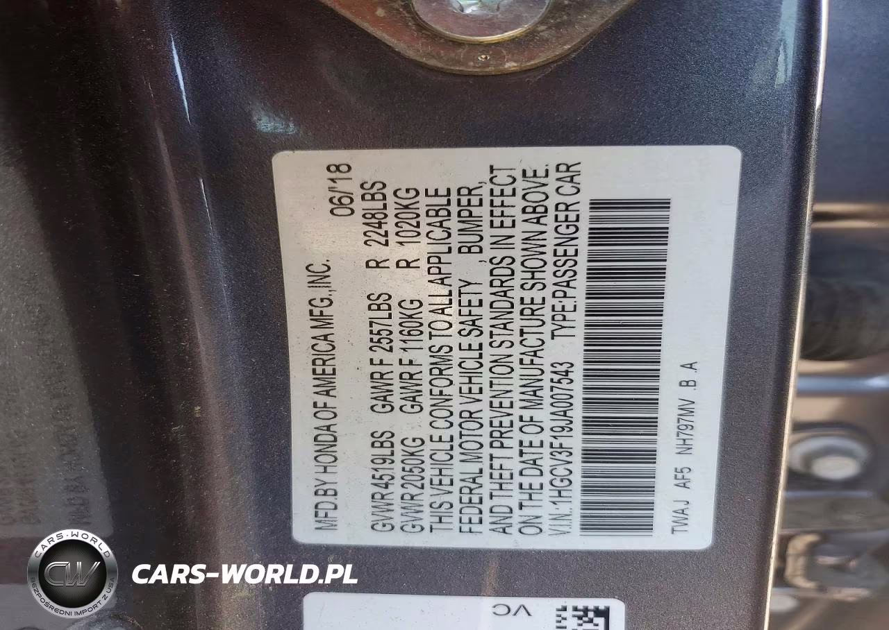 2018 Honda Accord Hybrid VIN:1HGCV3F19JA007543 - 12