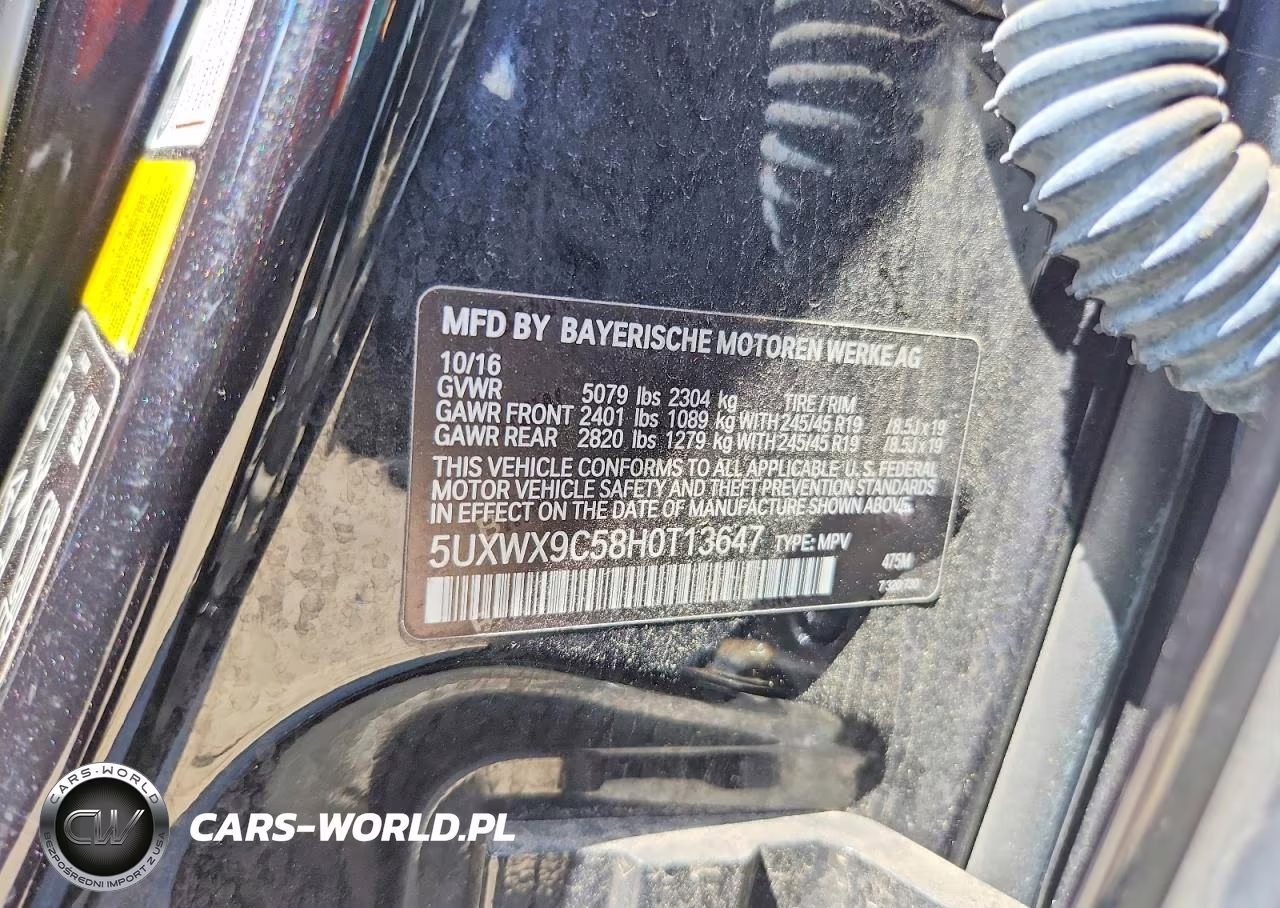 2017 BMW X3 xDrive28I VIN:5UXWX9C58H0T13647 - 13
