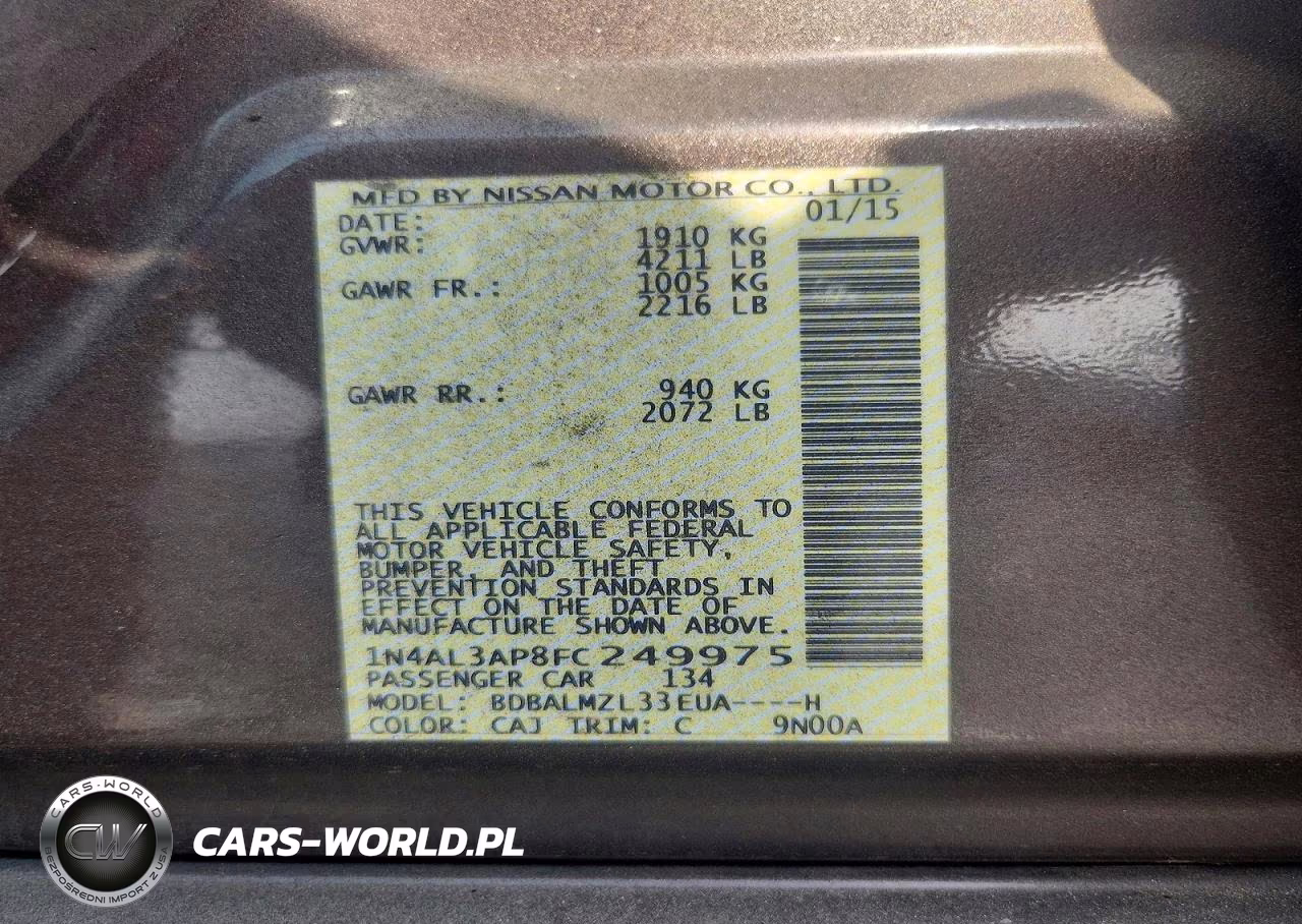 2015 Nissan Altima 2.5 Sv VIN:1N4AL3AP8FC249975 - 12