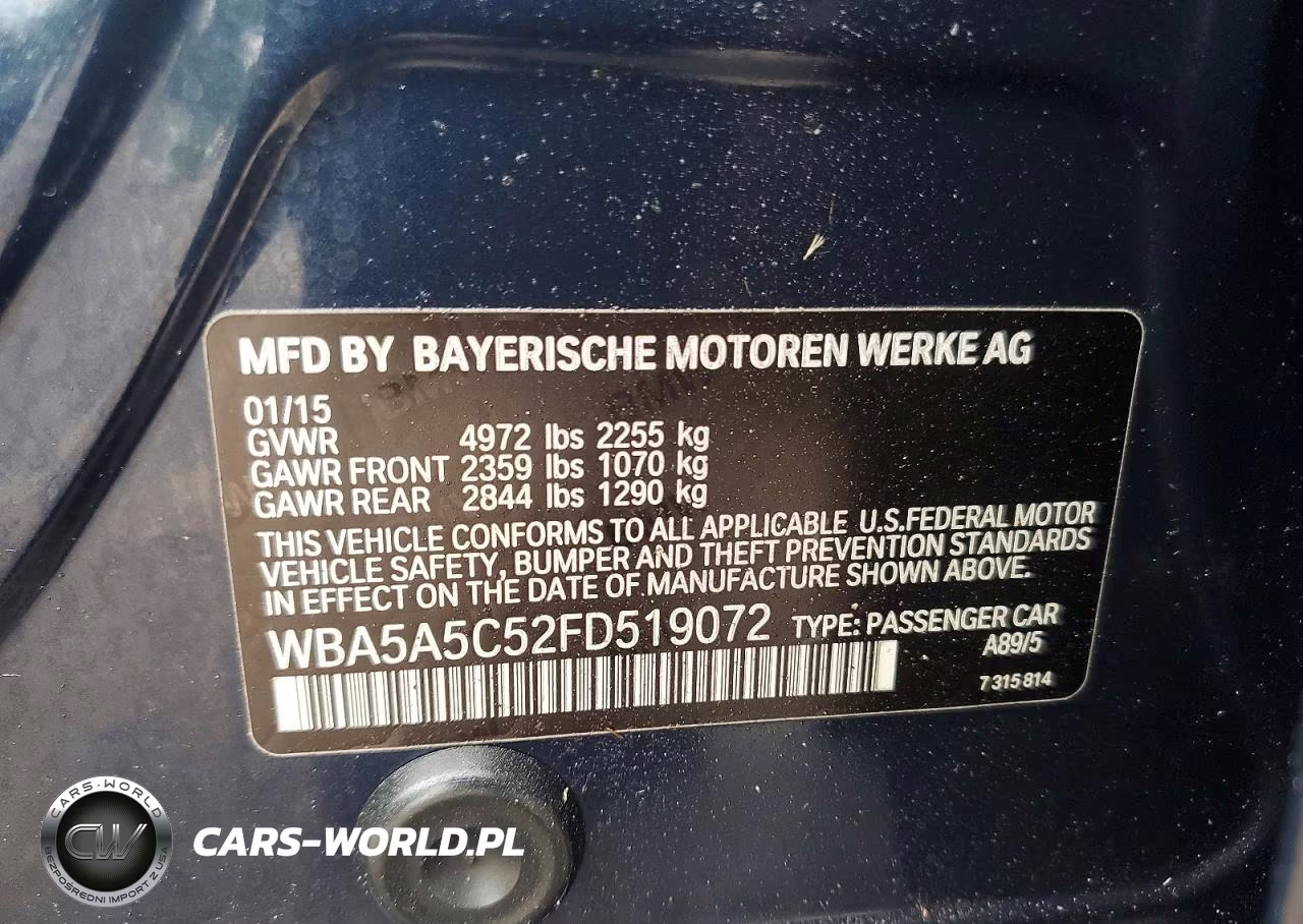 2015 BMW 528 I VIN:WBA5A5C52FD519072 - 12