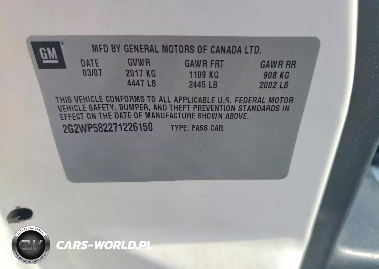 2007 Pontiac Grand Prix VIN:2G2WP582271226150 - 12