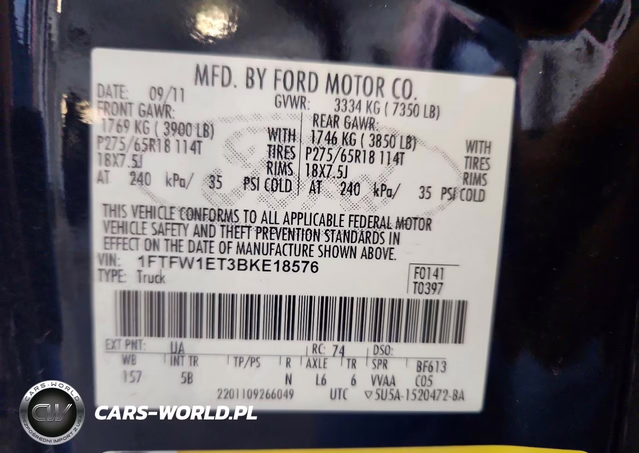 2011 Ford F150 Supercrew VIN:1FTFW1ET3BKE18576 - 12