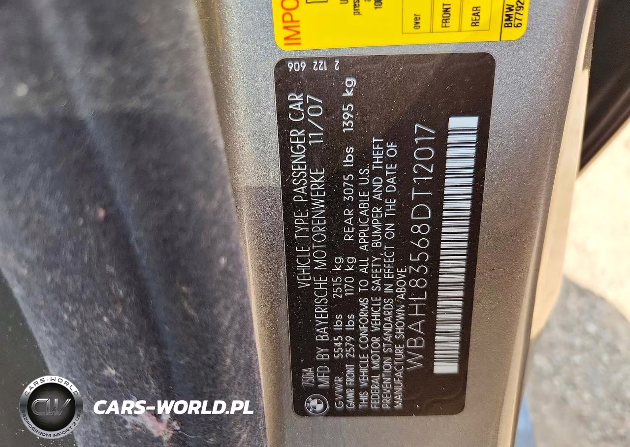 2008 BMW 750 I VIN:WBAHL83568DT12017 - 12