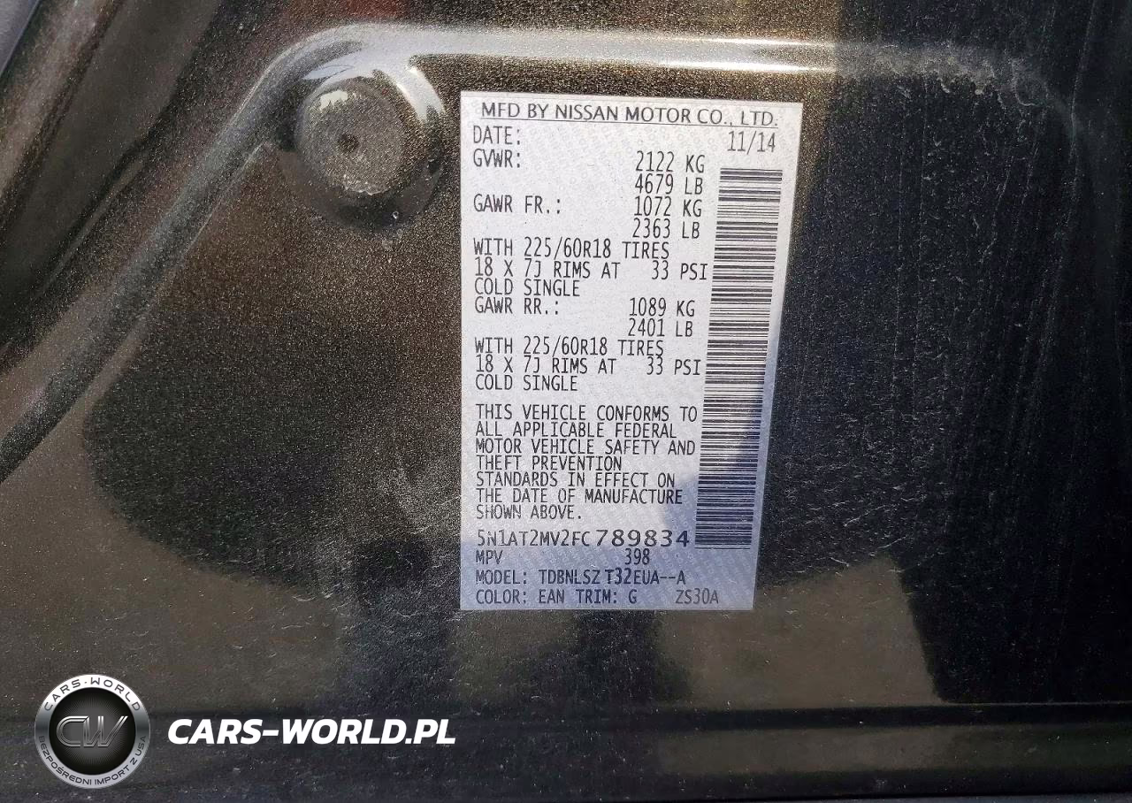 2015 Nissan Rogue Sl VIN:5N1AT2MV2FC789834 - 13
