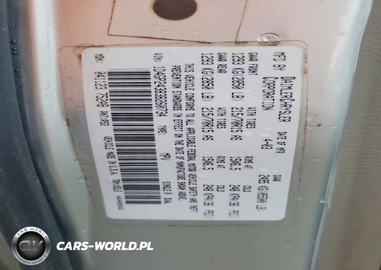 2003 Dodge Grand Caravan Se VIN:1D4GP24383B260734 - 13