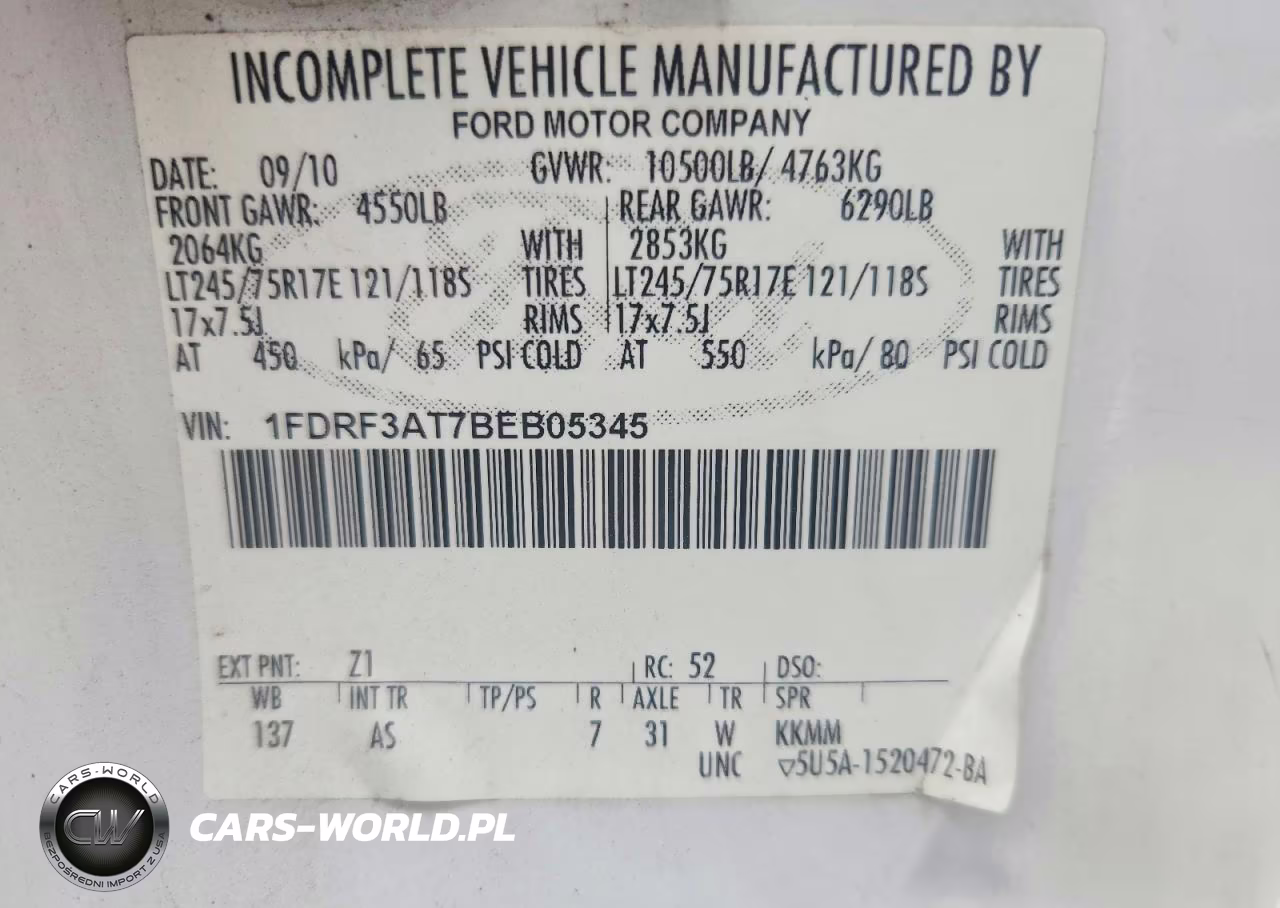 2011 Ford F350 Super Duty VIN:1FDRF3AT7BEB05345 - 12