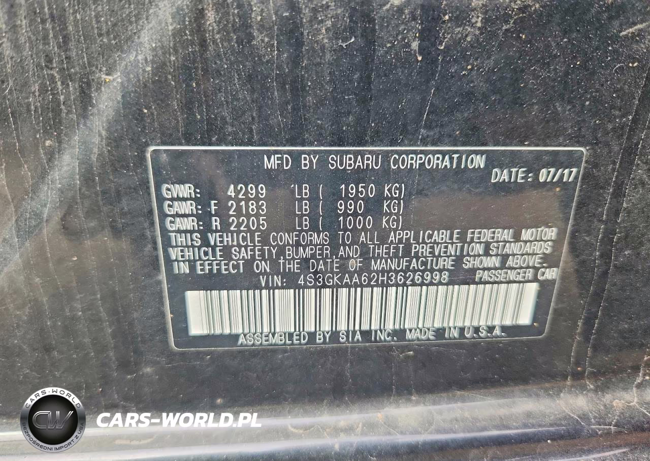 2017 Subaru Impreza VIN:4S3GKAA62H3626998 - 12