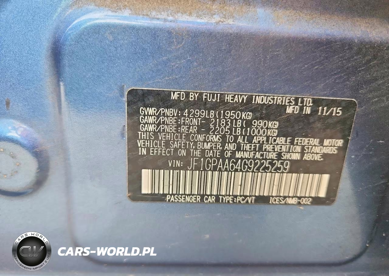 2016 Subaru Impreza VIN:JF1GPAA64G9225259 - 13