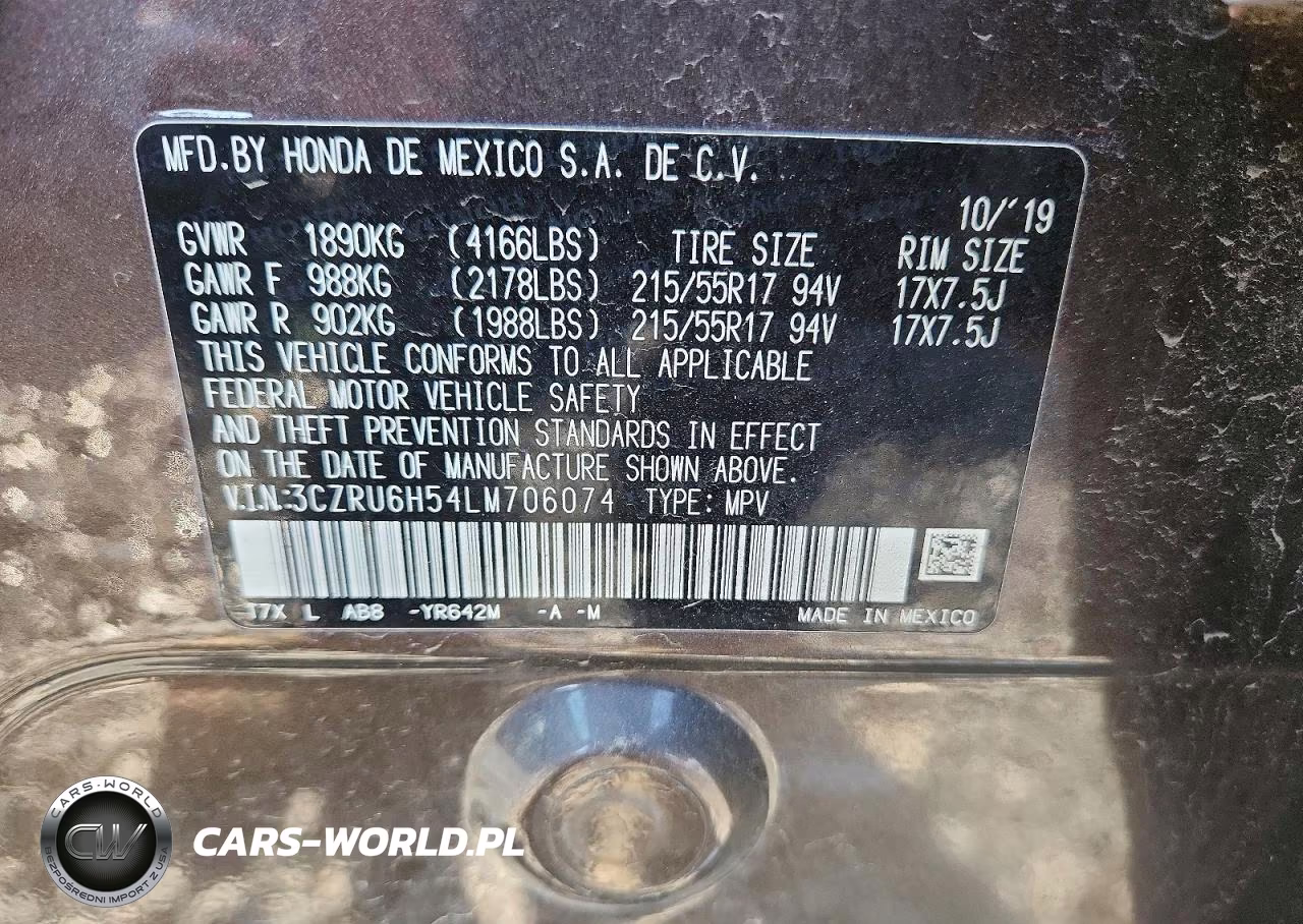 2020 Honda Hr-V Ex VIN:3CZRU6H54LM706074 - 14