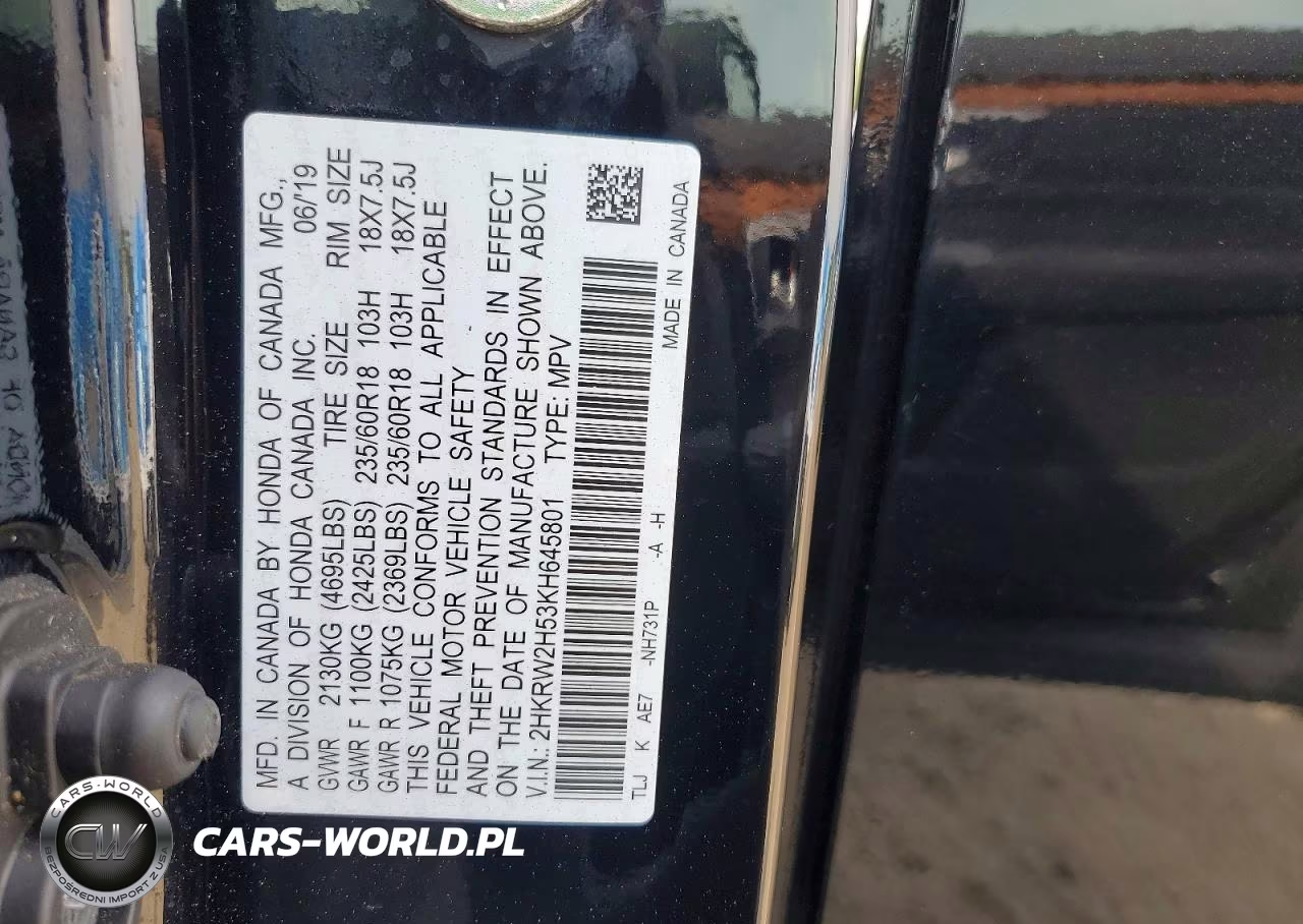 2019 Honda Cr-V Ex VIN:2HKRW2H53KH645801 - 13