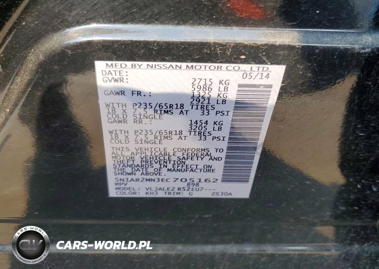 2014 Nissan Pathfinder Sv VIN:5N1AR2MN3EC705162 - 13