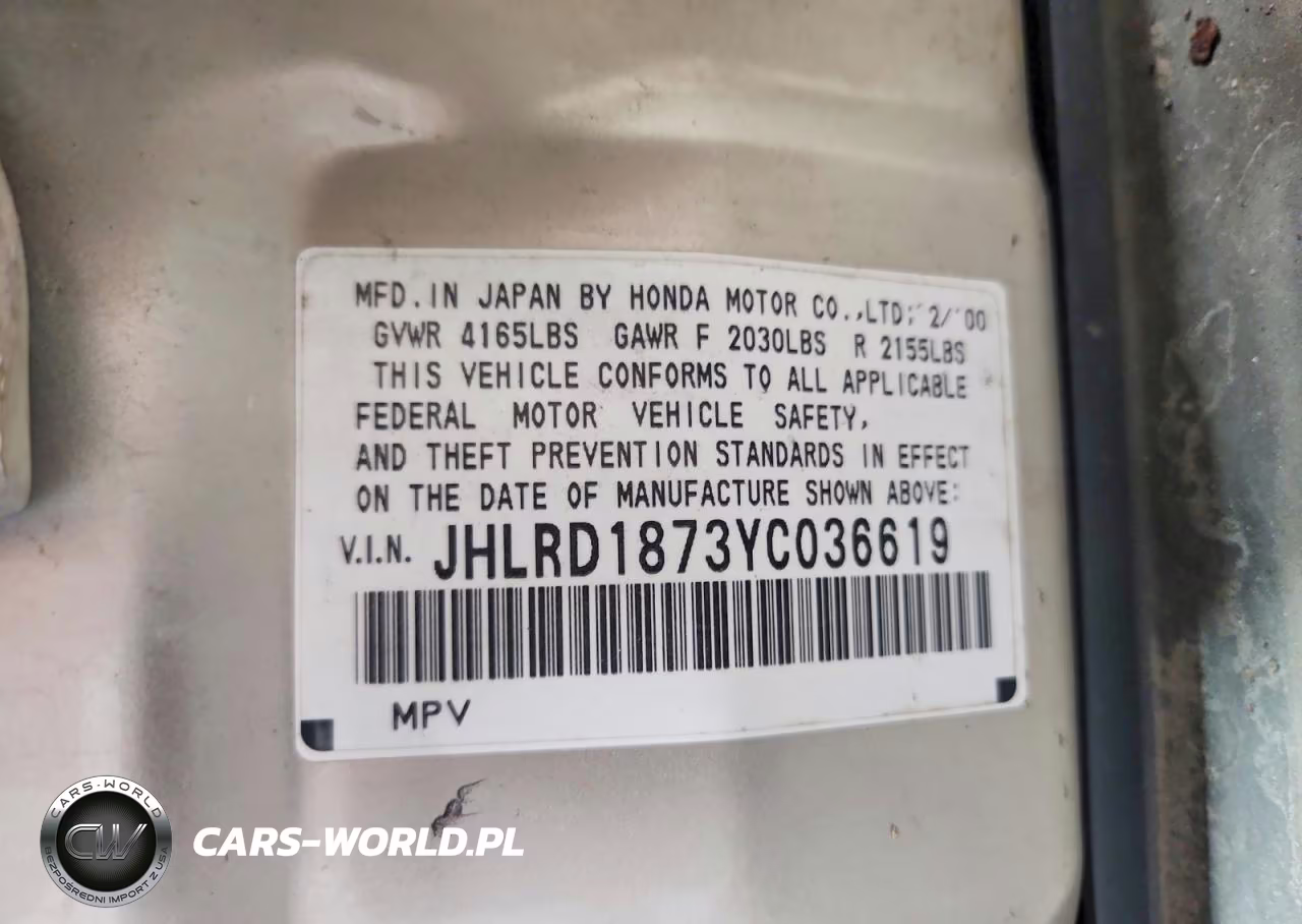 2000 Honda Cr-V Se VIN:JHLRD1873YC036619 - 13
