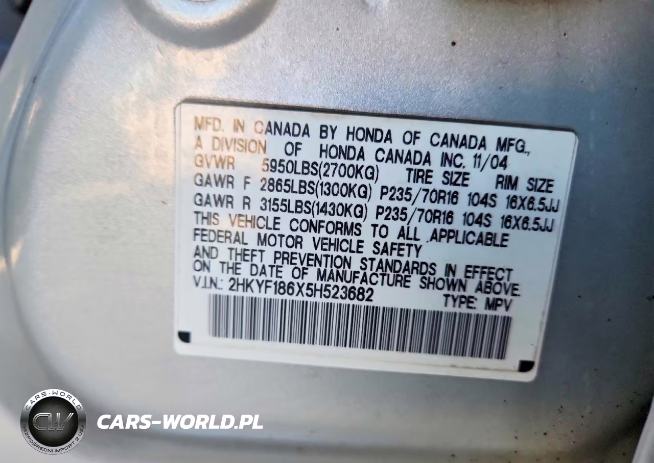 2005 Honda Pilot Exl VIN:2HKYF186X5H523682 - 14
