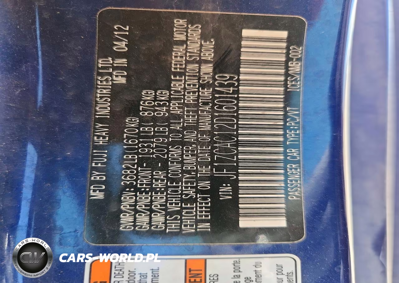 2013 Subaru Brz 2.0 Limited VIN:JF1ZCAC12D1601439 - 12