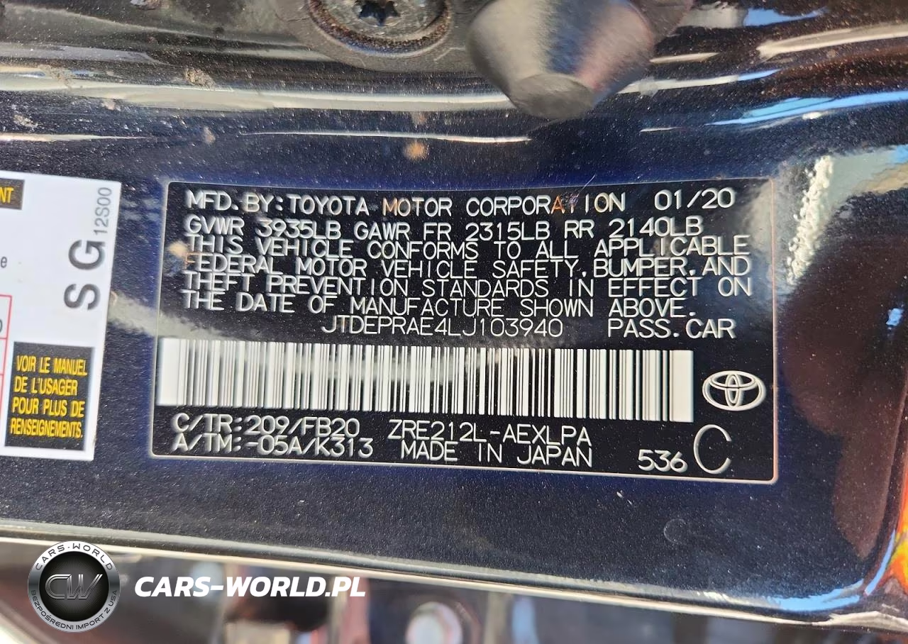 2020 Toyota Corolla Le VIN:JTDEPRAE4LJ103940 - 12