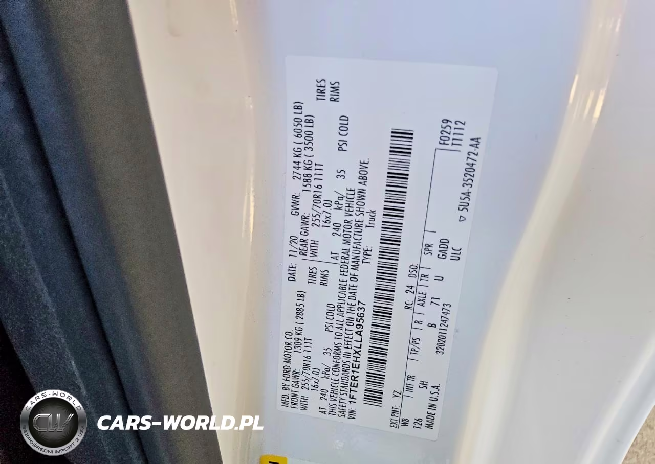 2020 Ford Ranger Xl VIN:1FTER1EHXLLA95637 - 12