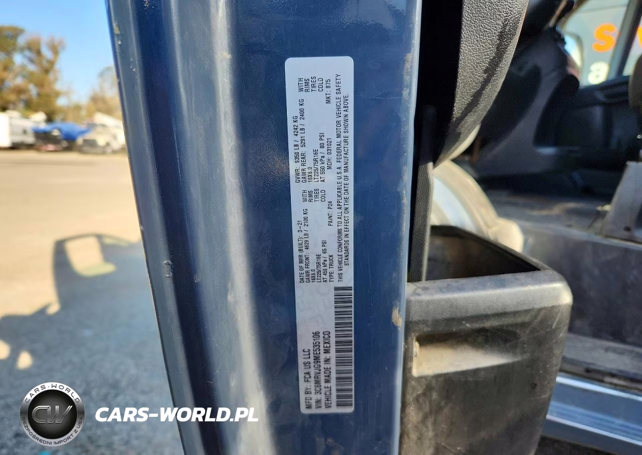2021 Ram Promaster 3500 Delivery Van VIN:3C6MRVJG9ME535106 - 13