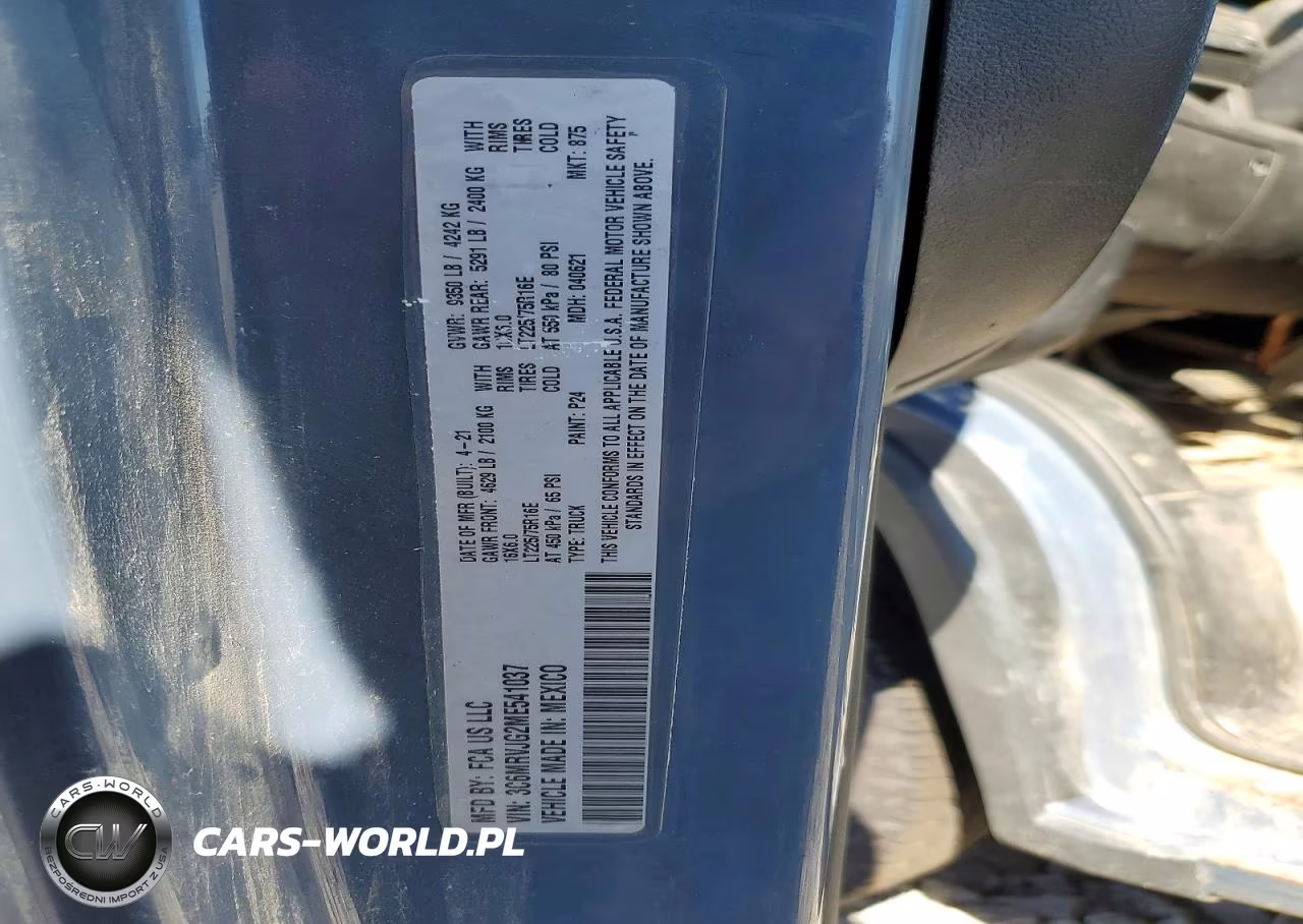 2021 Ram Promaster 3500 Delivery Van VIN:3C6MRVJG2ME541037 - 13