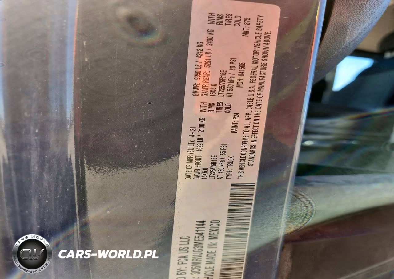 2021 Ram Promaster 3500 3500 High VIN:3C6MRVJG3ME541144 - 13