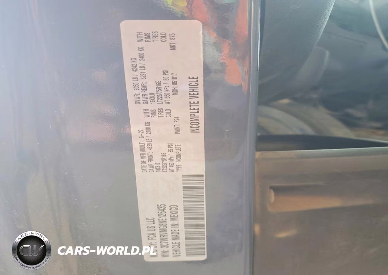 2022 Ram Promaster 3500 Delivery Truck VIN:3C7WRVMG8NE126435 - 13