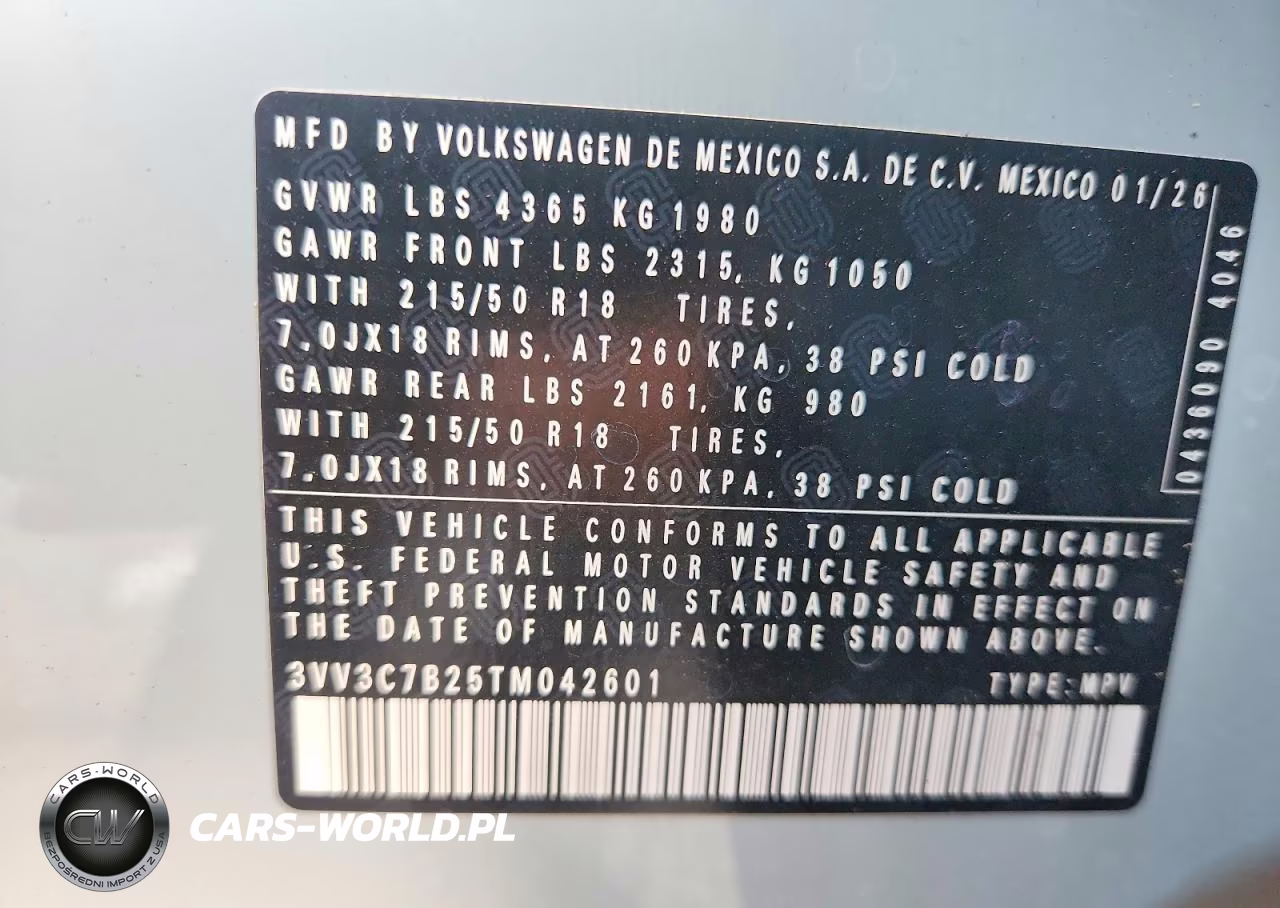 2026 Volkswagen Taos Se Black VIN:3VV3C7B25TM042601 - 12