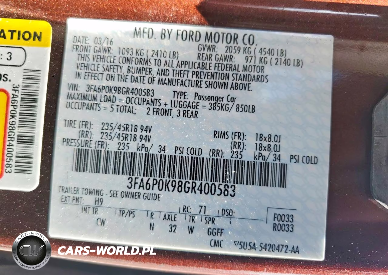 2016 Ford Fusion Titanium VIN:3FA6P0K98GR400583 - 12