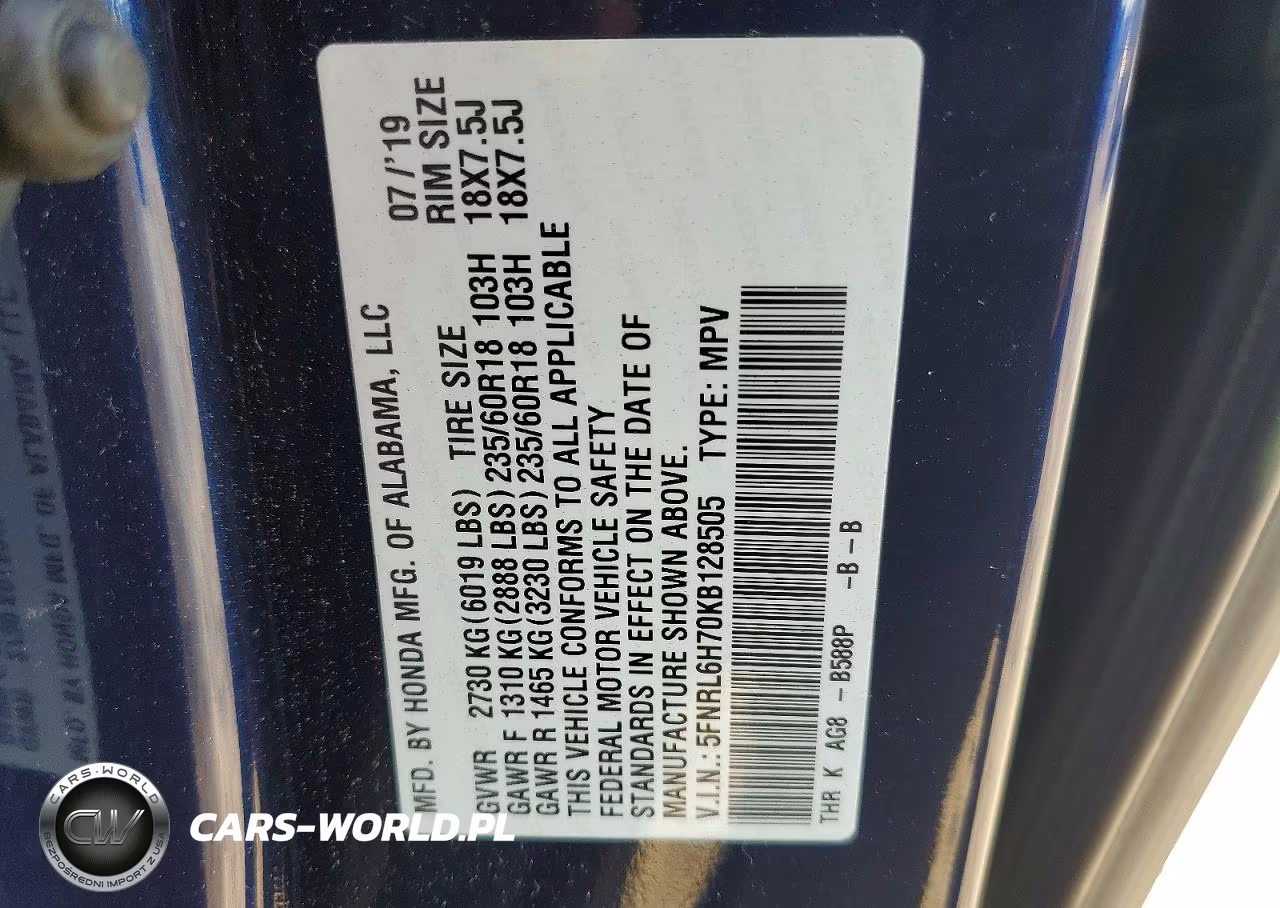 2019 Honda Odyssey Exl VIN:5FNRL6H70KB128505 - 13