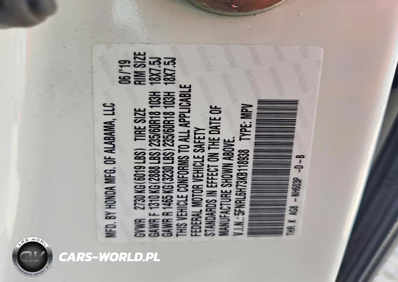 2019 Honda Odyssey Exl VIN:5FNRL6H73KB118938 - 13