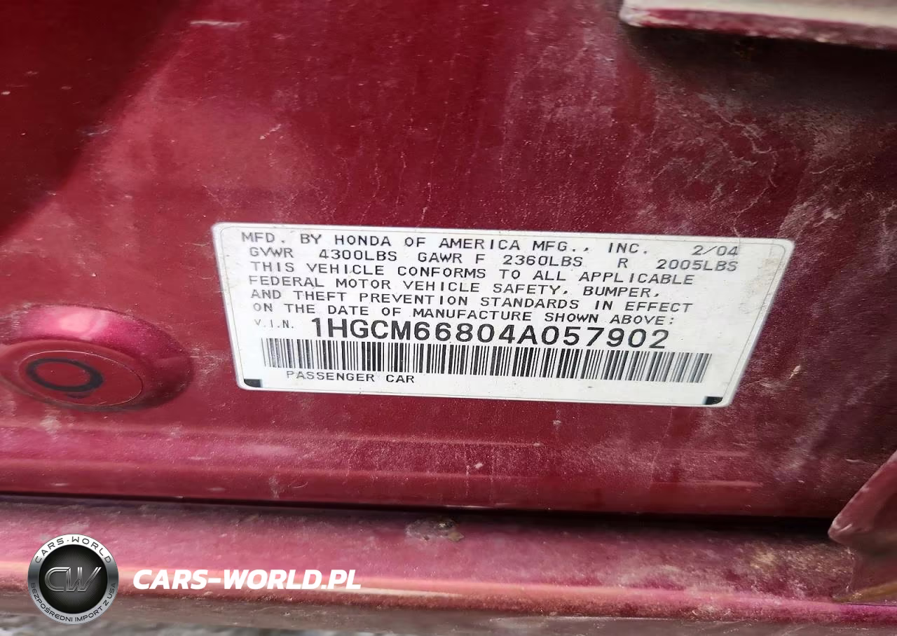 2004 Honda Accord Ex VIN:1HGCM66804A057902 - 12