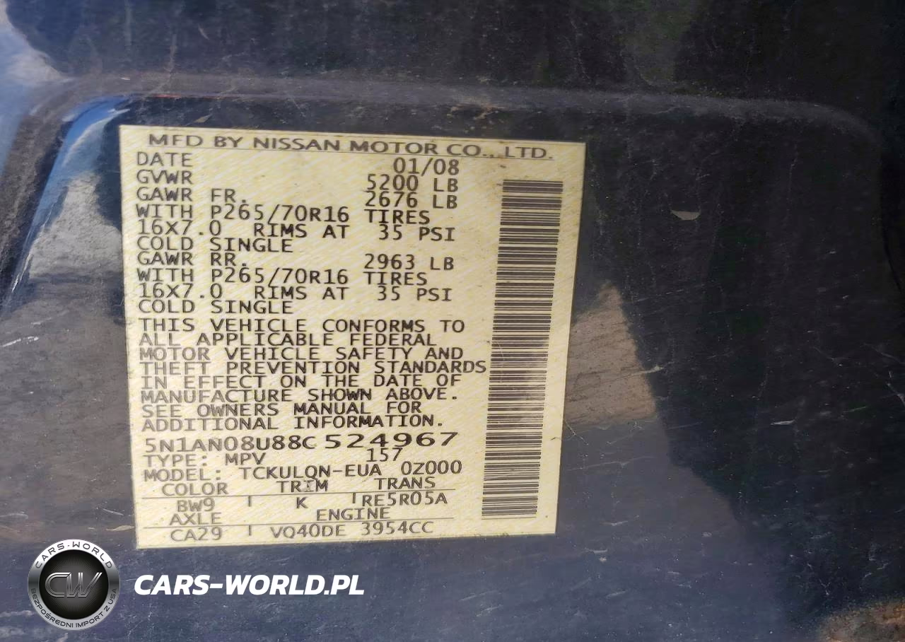 2008 Nissan Xterra X VIN:5N1AN08U88C524967 - 13