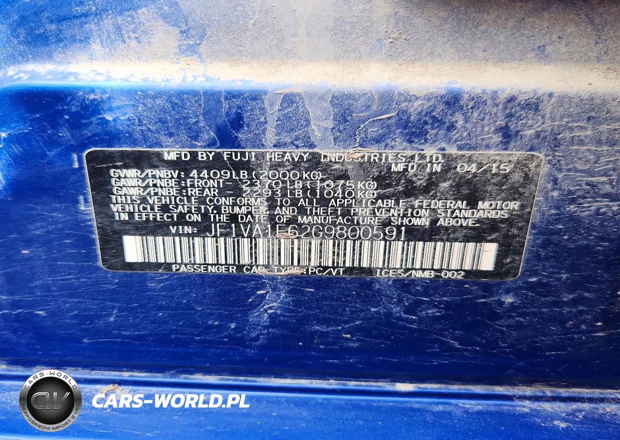 2016 Subaru Wrx Premium VIN:JF1VA1E62G9800591 - 13