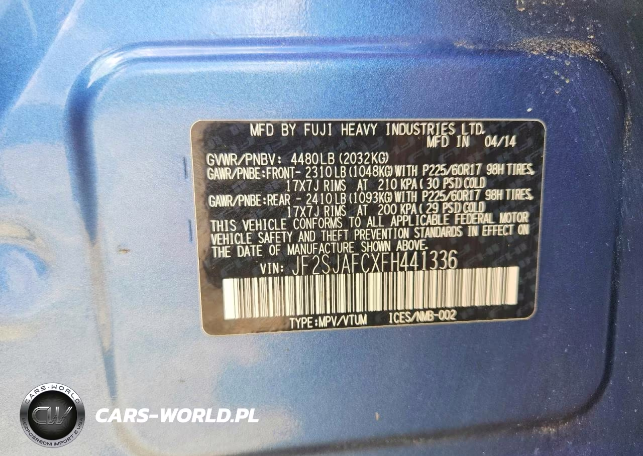 2015 Subaru Forester 2.5I Premium VIN:JF2SJAFCXFH441336 - 12