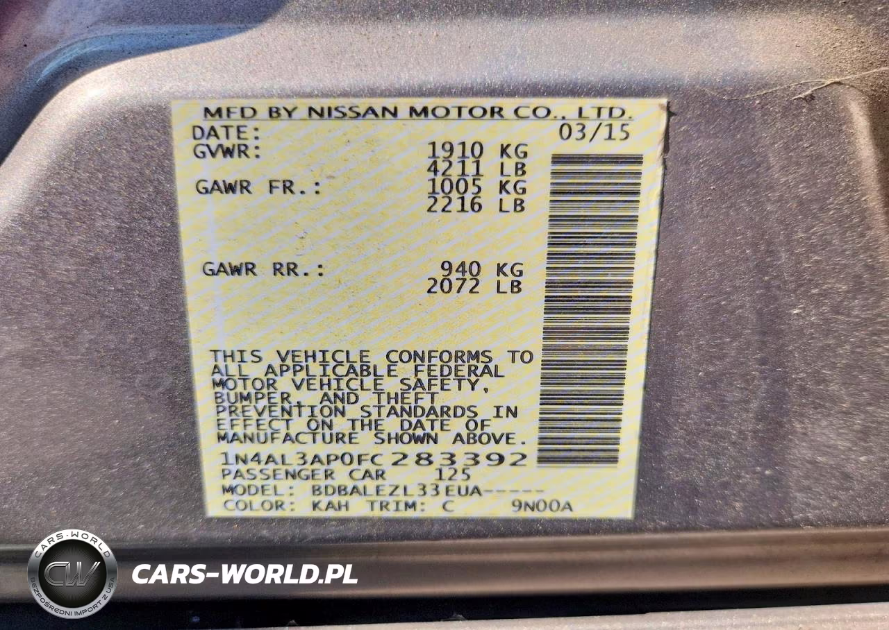 2015 Nissan Altima 2.5 S VIN:1N4AL3AP0FC283392 - 13