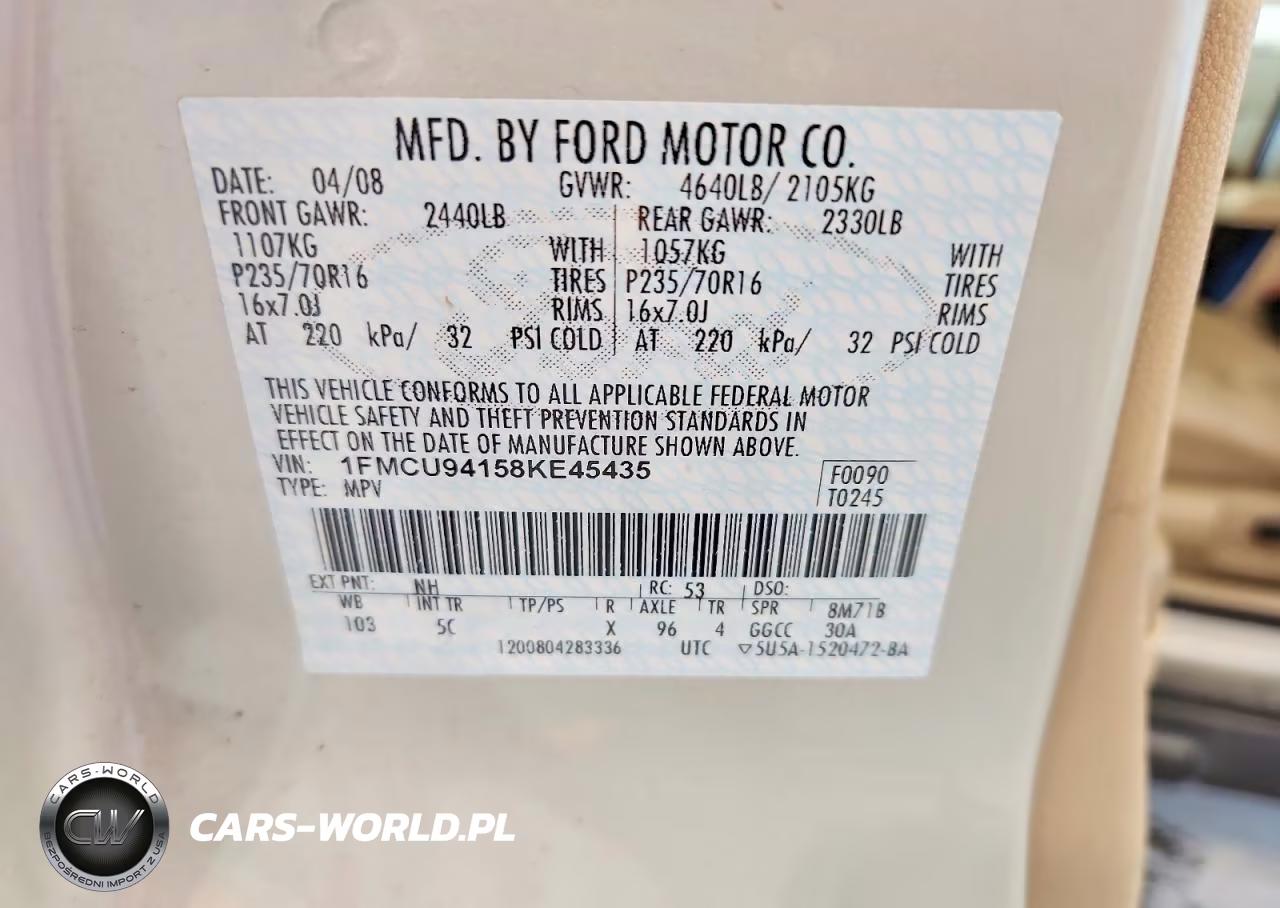 2008 Ford Escape Limited VIN:1FMCU94158KE45435 - 12