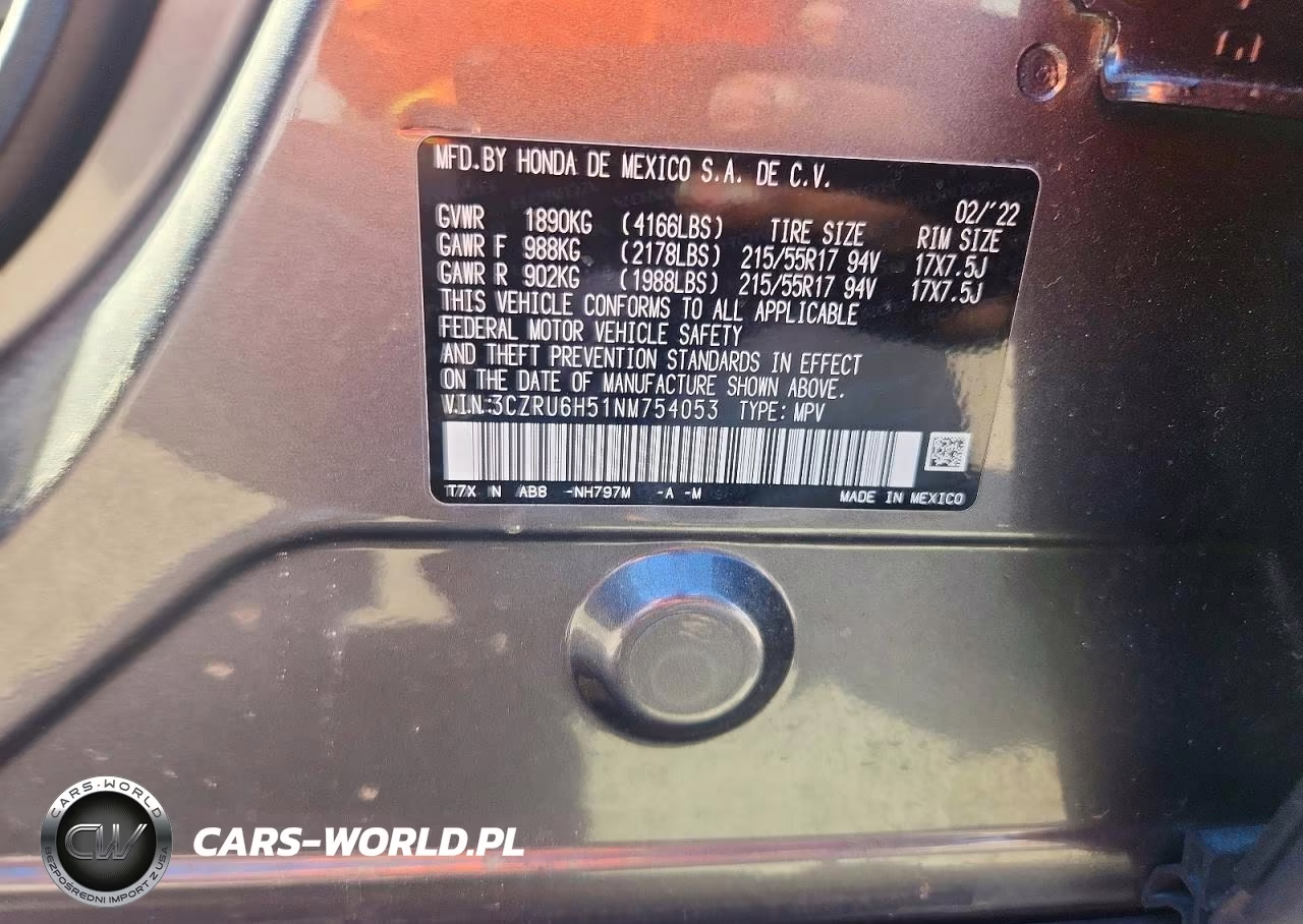 2022 Honda Hr-V Ex VIN:3CZRU6H51NM754053 - 14