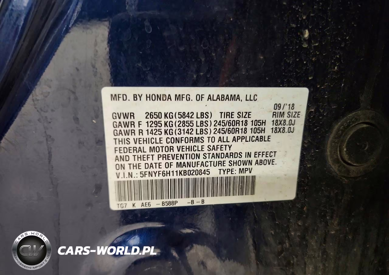 2019 Honda Pilot Lx VIN:5FNYF6H11KB020845 - 13
