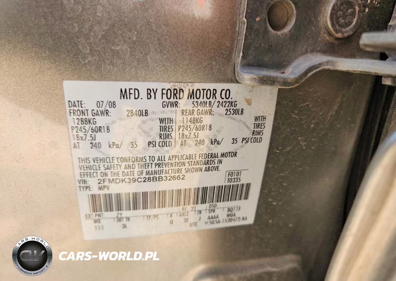 2008 Ford Edge Limited VIN:2FMDK39C28BB32662 - 12