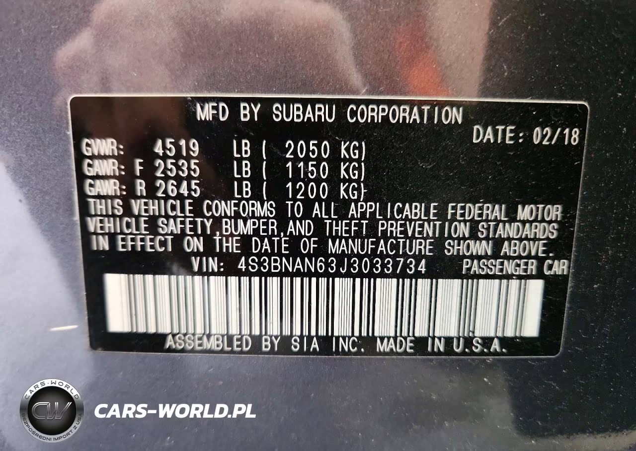 2018 Subaru Legacy 2.5I Limited VIN:4S3BNAN63J3033734 - 13