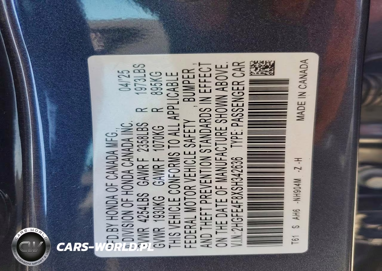 2025 Honda Civic Sport VIN:2HGFE4F8XSH342636 - 13